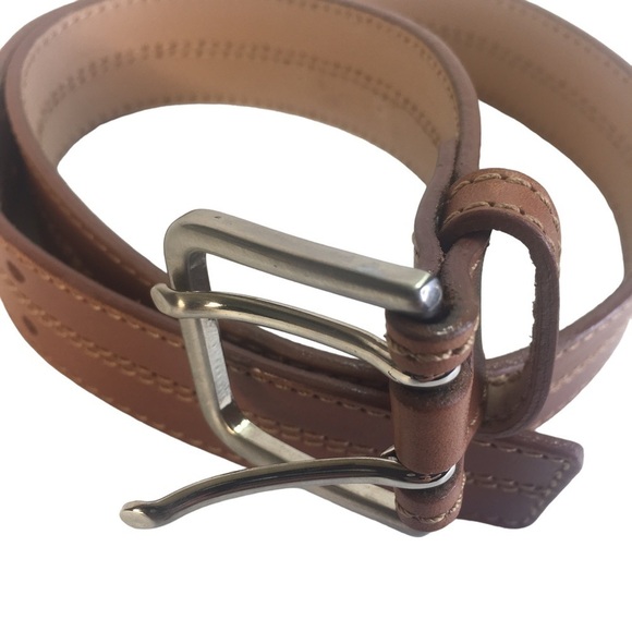 Vintage Talbots Brown Genuine Leather Belt Stitched Size Small - Picture 1 of 6